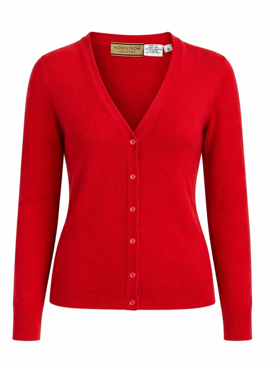 Nordstrom Sweaters - Nordstrom Collectors 100% Cashmere Red Cardigan Sweater Medium